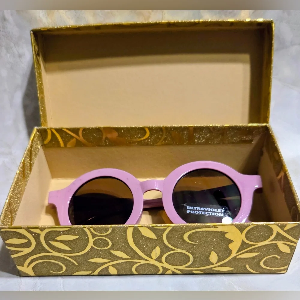 Little Diva Round Pink Sunglasses with UV Protection With Box